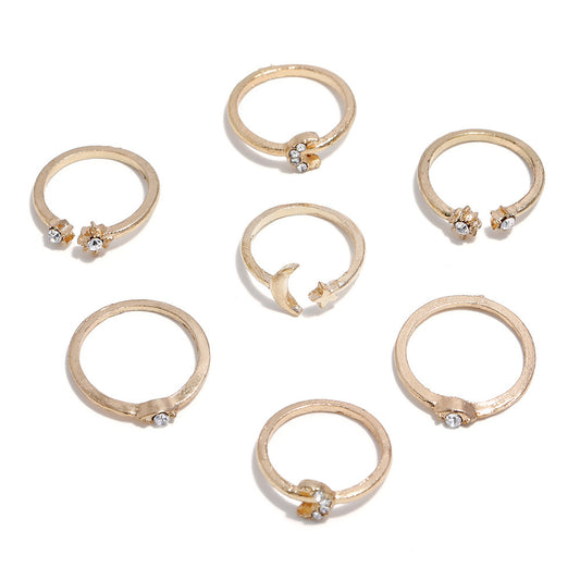 Star And Moon Ring Set For Women Alloy Rings For Fashionable Everyday Wear Durable Design Gift Perfect Gift For Her
