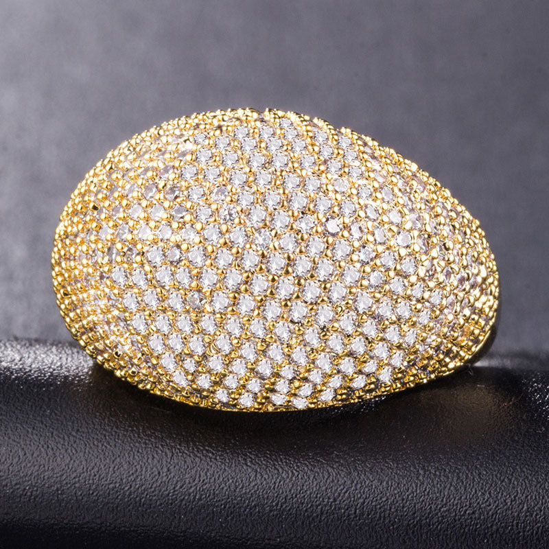 Womens Geometric Copper Ring Gold Plated Inlaid Artificial Gems European American Style Individually Packed UK