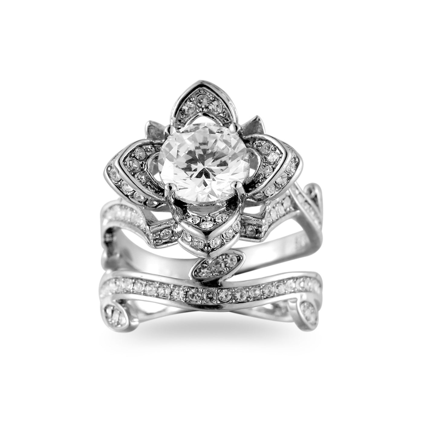 Rose Flower Zircon Ring Copper Rhinestone Jewelry Dainty Elegant Accessory Gift For Her Anniversary Collection