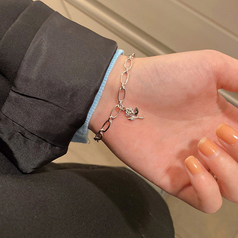 Rose Charm Bracelet For Women And Men Alloy Chain Floral Design With Extender Adjustable Length Elegant Jewelry Gift