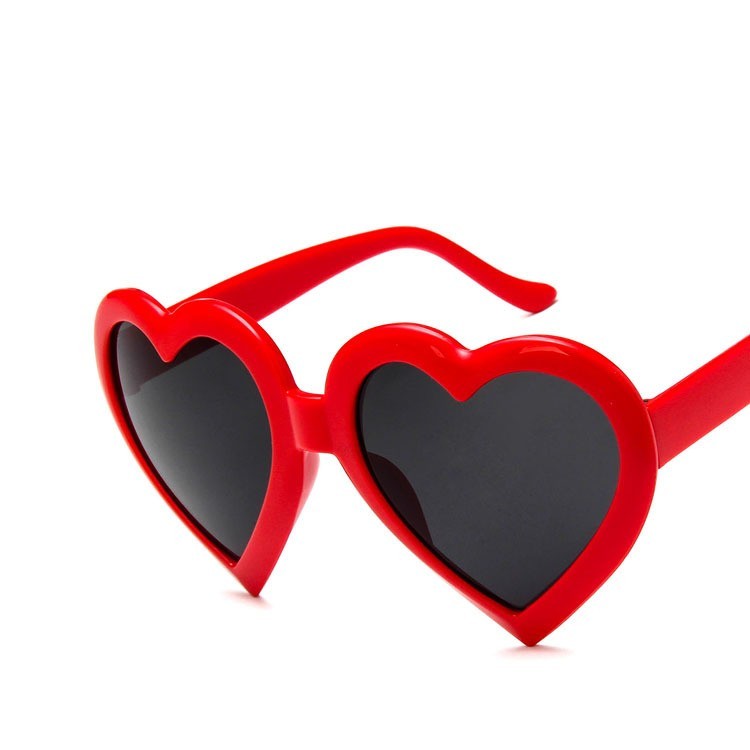 Kids Heart Shaped Sunglasses for Children Trendy Full Rim Eyewear Bright Red Pink Black UV Protection for Daily Play