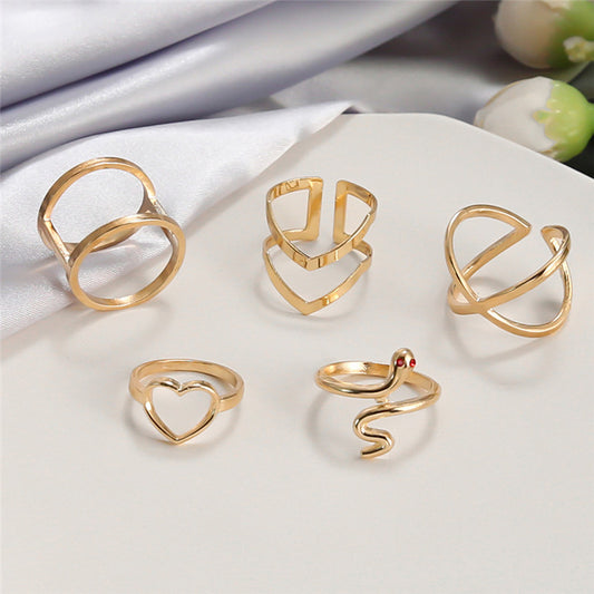 Snake Ring Set Animal Zodiac Rings Electroplated Alloy European American Fashionable Rings For Women Collection