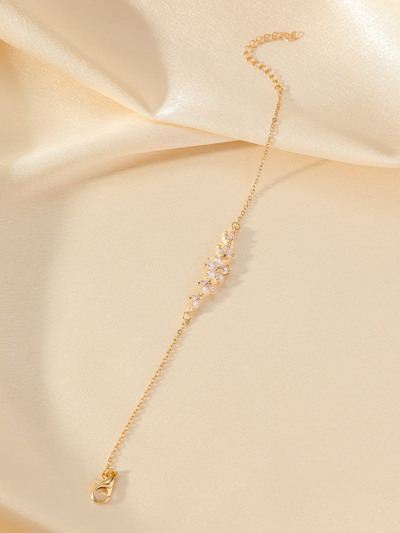 Zircon Flower Leaf Bracelet Women Travel Keepsake Gift