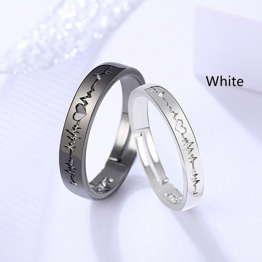Couple Rings Cartoon Constellation Engraved Alloy Rings Black and White Wedding Bands Individually Packed Gift