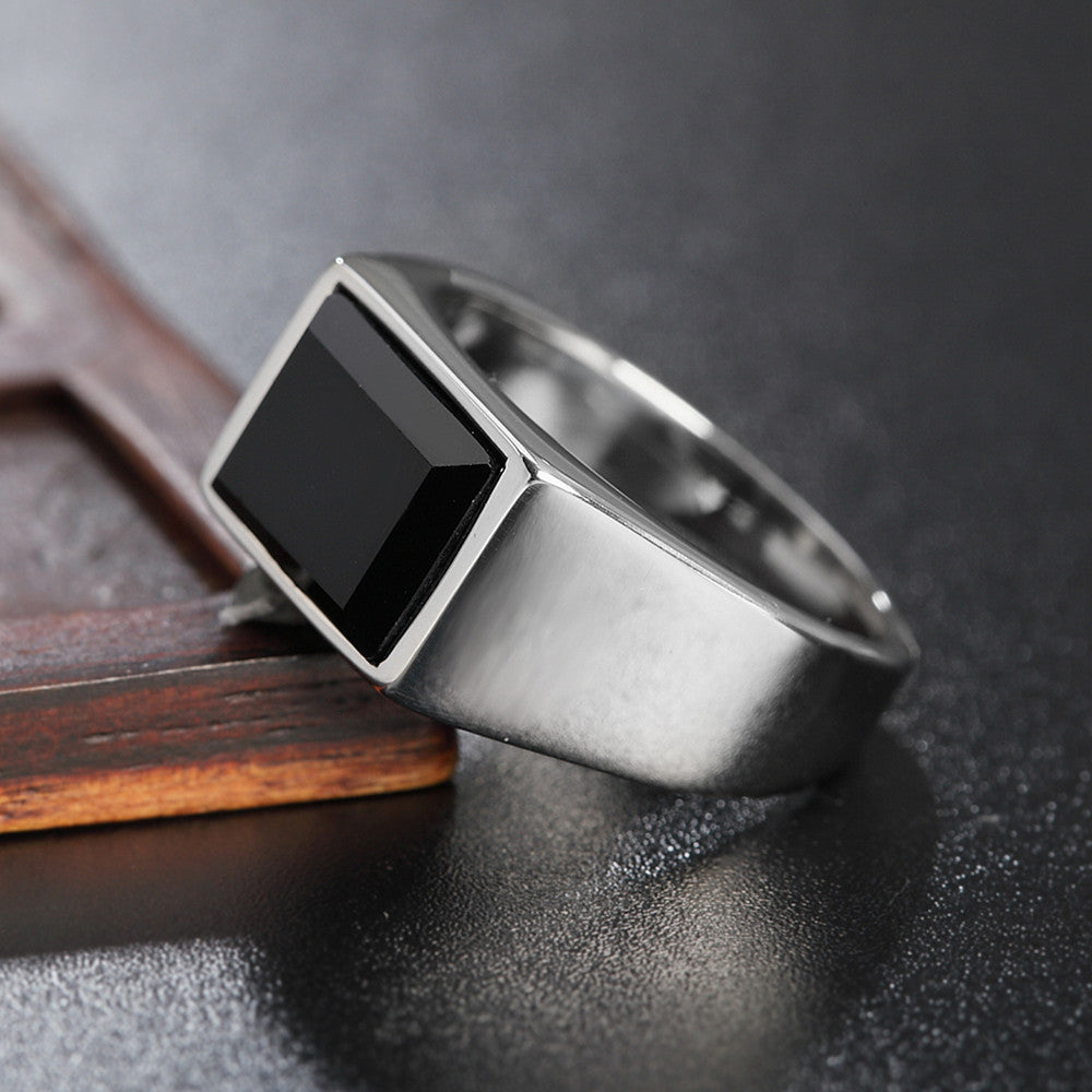 Men's Titanium Steel Ring Simple Geometric Band Unisex Jewelry Retro Design Steel Color or Gold Finish Perfect Gift Choice