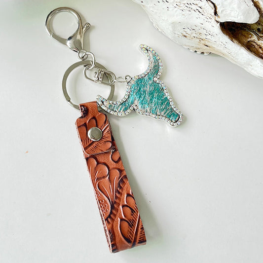 Leather Keychain Fashion Accessory Ethnic Style Key Ring For Keys Red Brown Gift One Piece Durable Handmade Gift