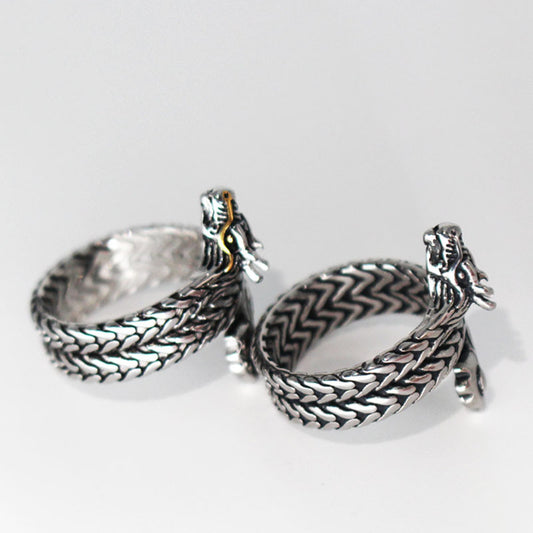 Mens Titanium Steel Ring Vintage Geometric Design Hand Jewelry Creative Band Ring For Him Daily Wear Accessory