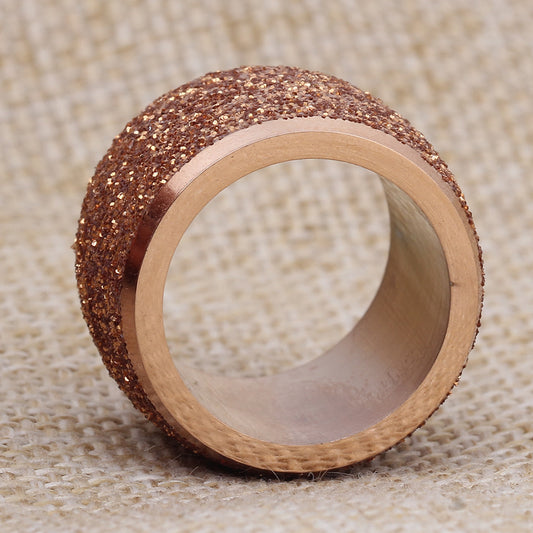 Womens Titanium Steel Frosted Ring Fashion Accessory