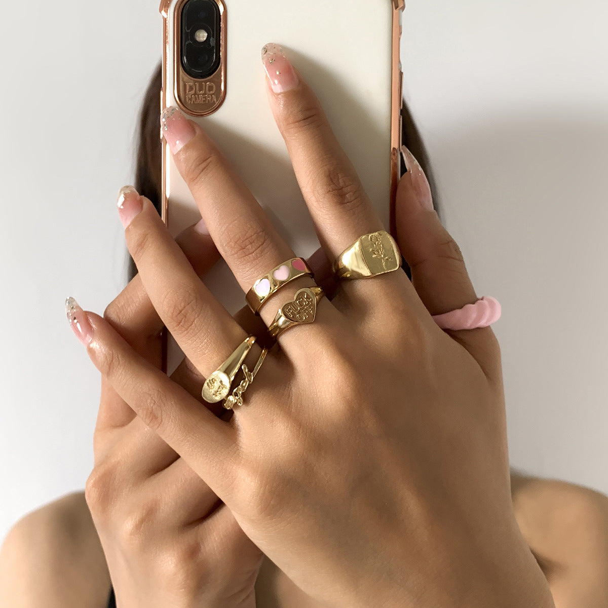 Punk Retro Wind Dripping Oil Heart Ring For Women Vintage Style Jewelry Gift Idea Handcrafted Alloy Ring Charm