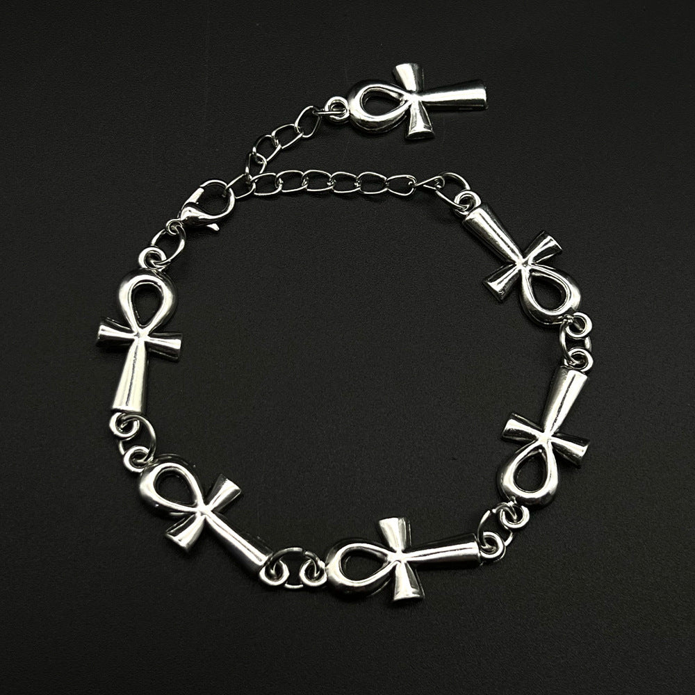 Couples Gothic Cross Bracelet Geometric Alloy Antique Silver