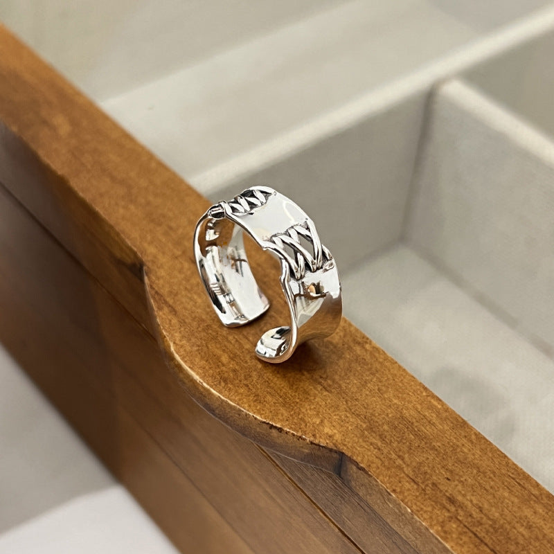 Geometric Cross Ring Copper Gold Plated Electroplated Jewelry For Women Retro Irregular Design Fashion Jewelry