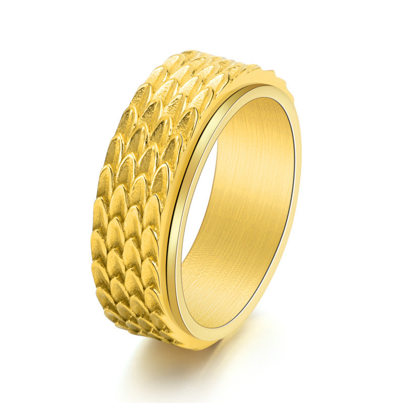 Vintage Mens Stainless Steel Dragon Scale Rotating Ring Antique Silver Finish For Men Size 6 7 8 9 10 11 12 13