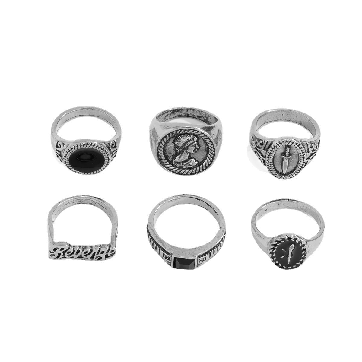 Mens Retro Geometric Ring Gold Plated Metal Jewelry