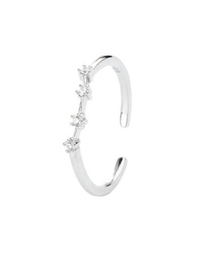 Womens Adjustable Zodiac Sign Ring Copper With White Gold Inlay Gemstone Diamond Ring For Women Girls Sparkles