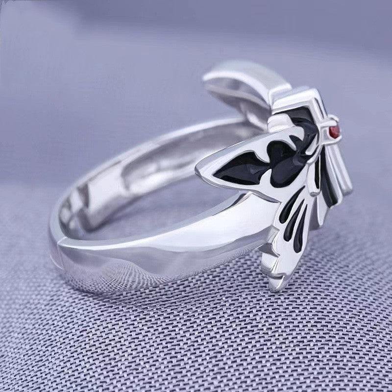Womens Flower Ring with Butterfly Fresh Sweet Copper Adjustable Ring Six Flower Ring Anime Ring Womens Fashion Ring and Beautiful Appearance Ring Jewelry