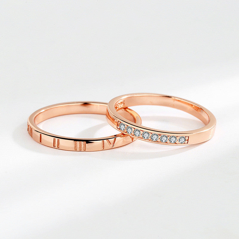 Simple Retro Ring for Men and Women Korean Version Rose Gold Band Fashion Jewelry Gift for Her and Him Anniversary Ring