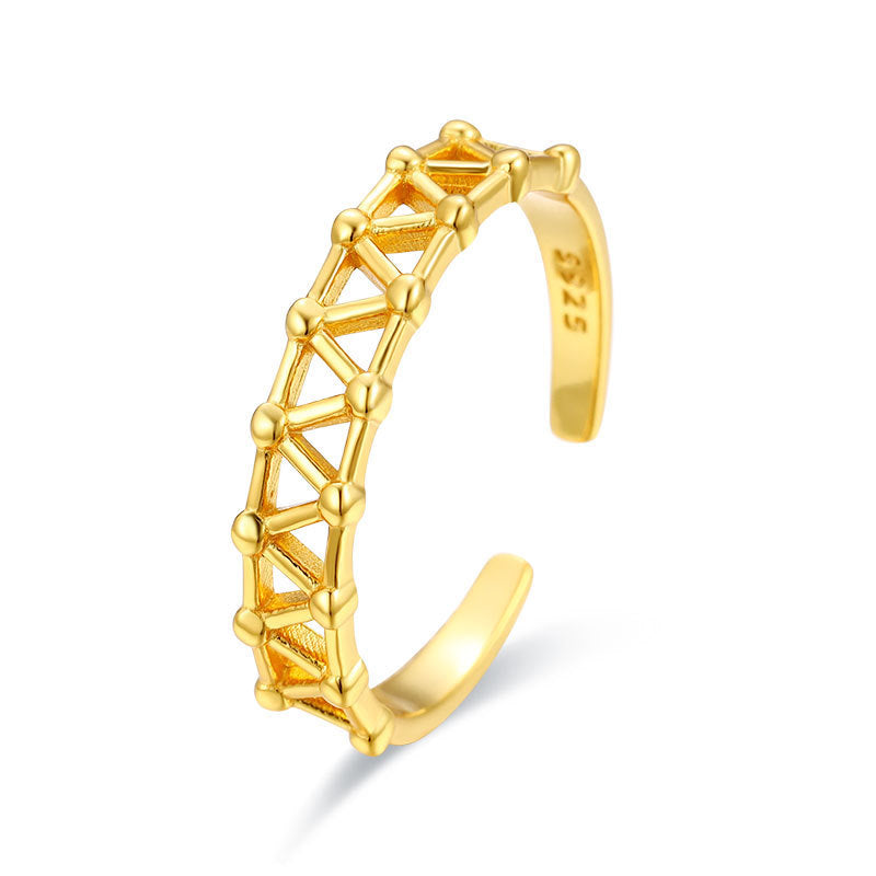 925 Sterling Silver Ring for Women Korean Jewelry Inlaid Silver Multi Bead Mesh Chain Drop Double Zirconium Single Row Diamond Rings and Bands
