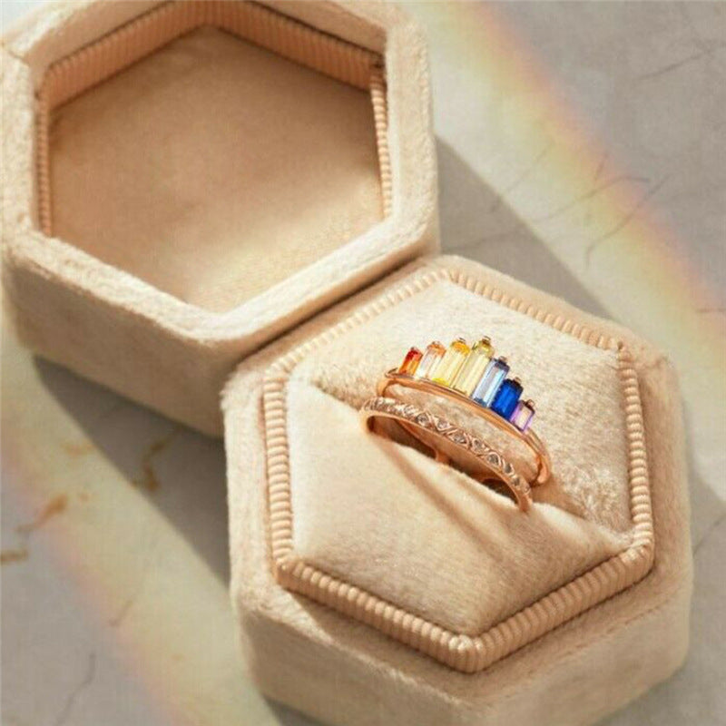 Womens Crown Ring Adjustable Copper Index Finger Ring With Gem Inlay Wedding Birthday Travel Gift Gold Jewelry