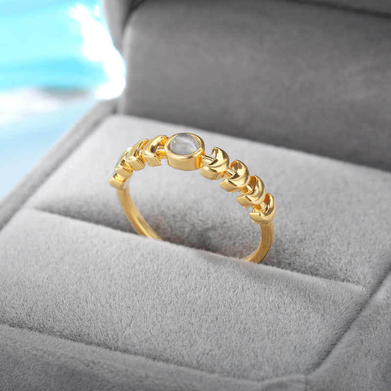 Womens Opal Moon Total Solar Eclipse Closed Ring Copper Silver Plated Fashion Jewelry For Everyday Wear Styles