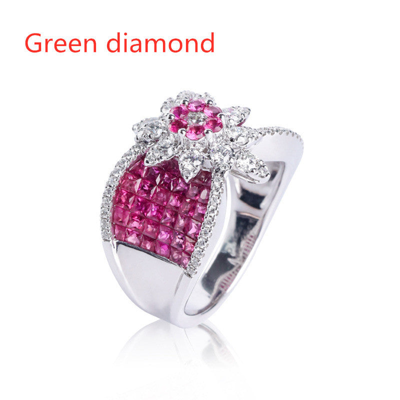 Women Adjustable Ring With Gemstones Inlay Geometric Copper And Sterling Silver Jewelry Elegant For Daily Wear