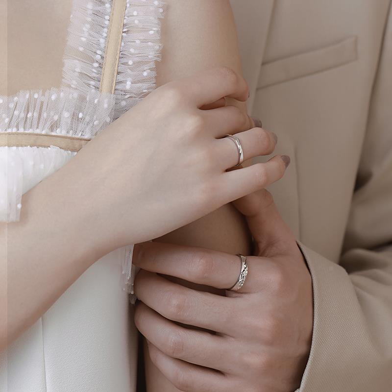 Matching Couple Rings for Women and Men Geometric Copper Ring Adjustable Opening for Wedding Unisex Set Modern
