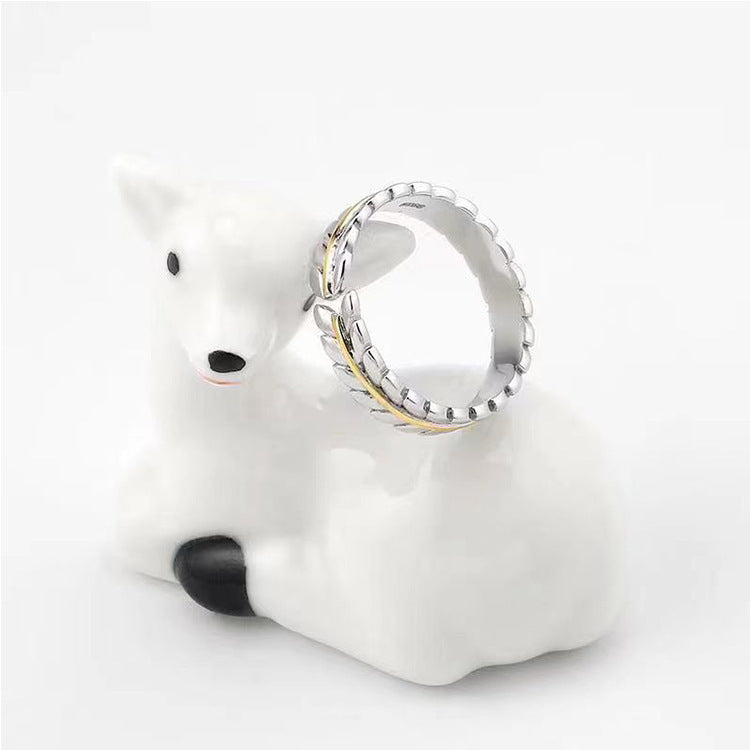 Unisex Wheat Ear Ring Adjustable Copper Jewelry Silver Tone Fashion Accessory Durable Mens Womens Ring For All