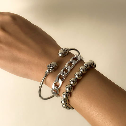 Women Punk Hip Hop Geometric Skull Hollow Chain Bracelet Unique Gift For Travel Anniversary For Her Style Pick