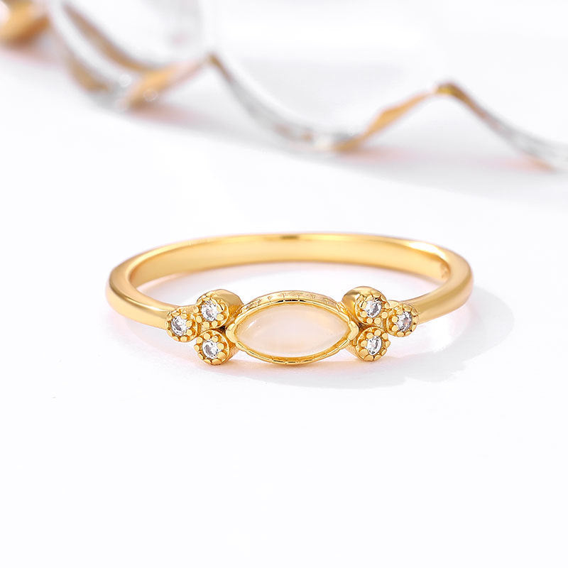 Womens 925 Sterling Silver Ring 18K Gold Plated Circle And Cube Sugar Elements Electroplated Yellow Gold For Women