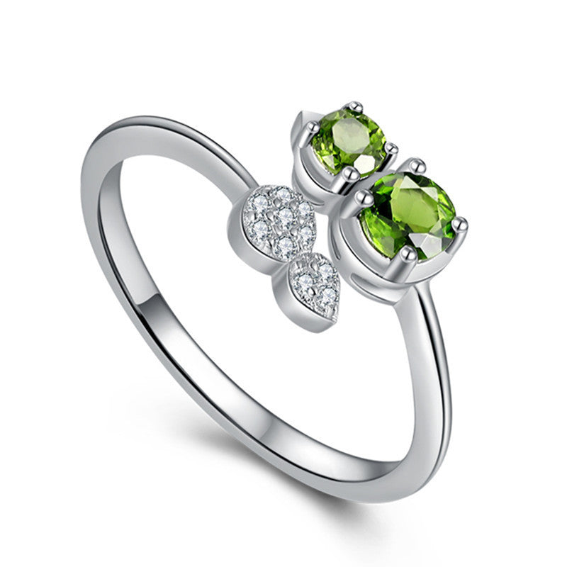 Green Zircon Gourd Ring Copper Inlaid Gold Plated Adjustable Womens Ring Gemstone For Everyday Wear For Styles