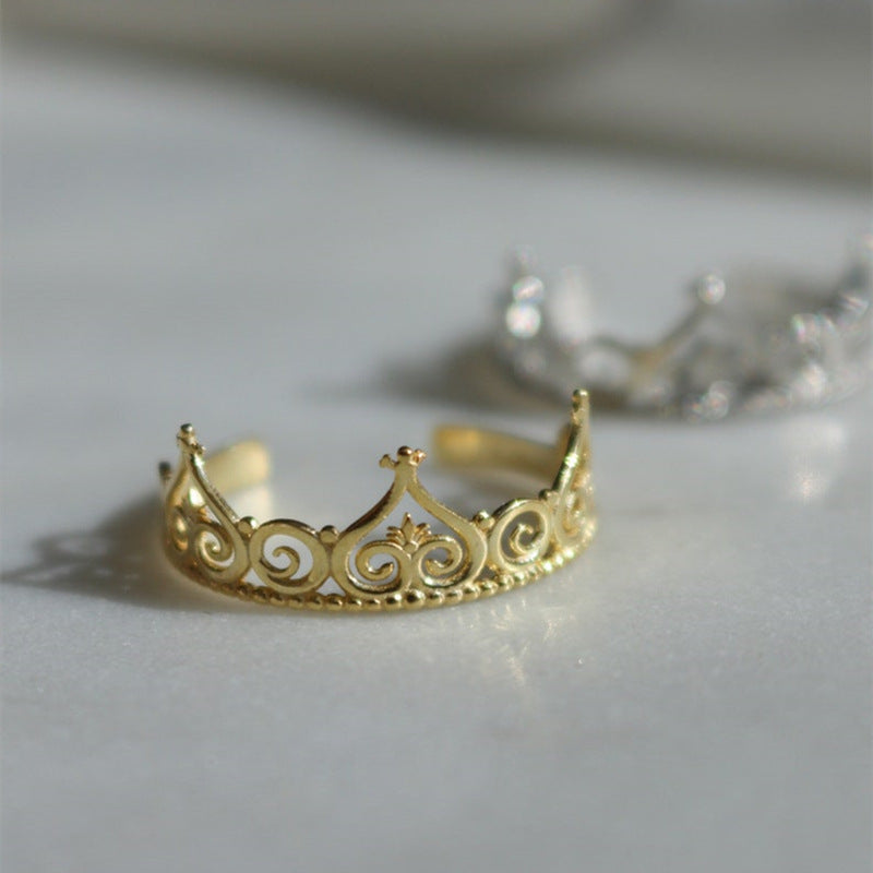 Womens Adjustable Ring Princess Crown Geometric Alloy Electroplated Fashion Jewelry High Quality New Design Stylish