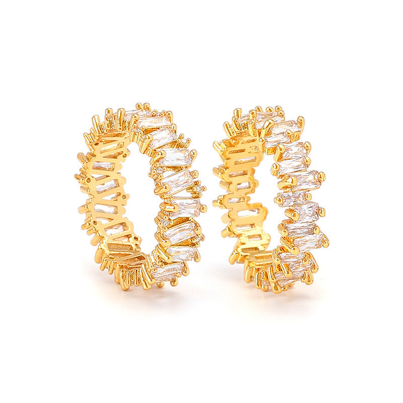 Unisex Copper Ring Polished Gold Geometric Design Hip Hop Ring Jewelry Gift for Fashion Everyday Wear Look Now