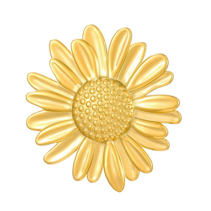 Womens Stainless Steel Ring Embossed Design Heart Flower Starfish Geometric Shapes Electroplated Jewelry Shiny