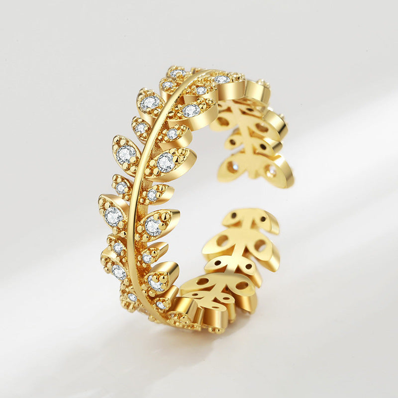 Leaves Ring For Women Unisex Adjustable Japanese Style