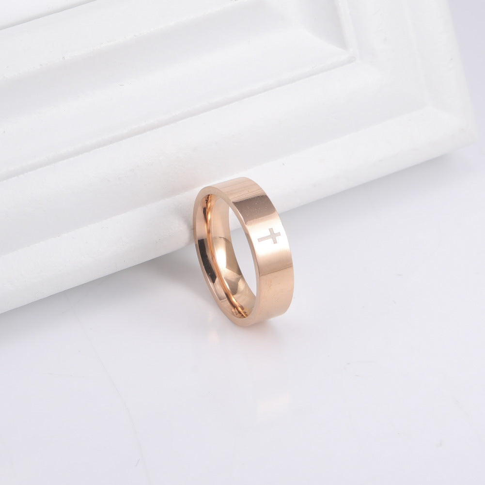 Stainless Steel Cross Ring Unisex Electroplated Design Gift