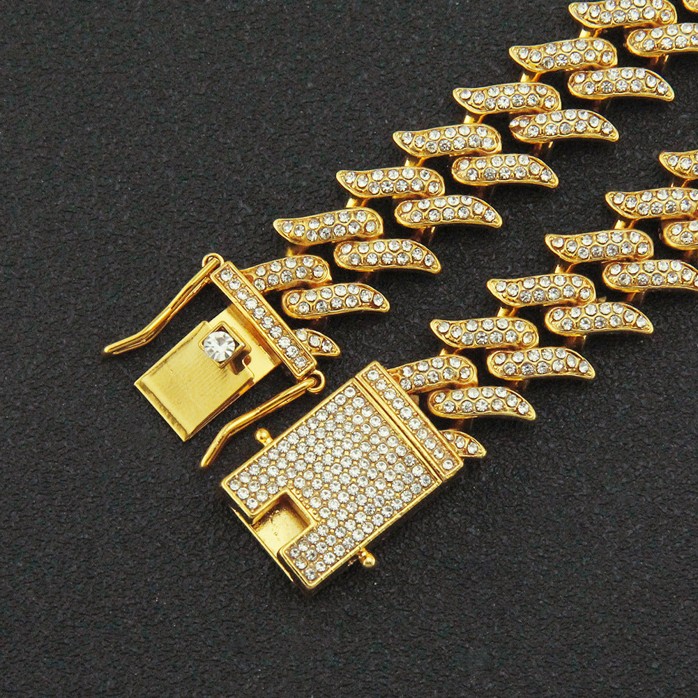 Mens Hip Hop Bracelet Geometric Diamond Inlaid Alloy Jewelry Gold Color Silver For Men Modern Styles Accessory