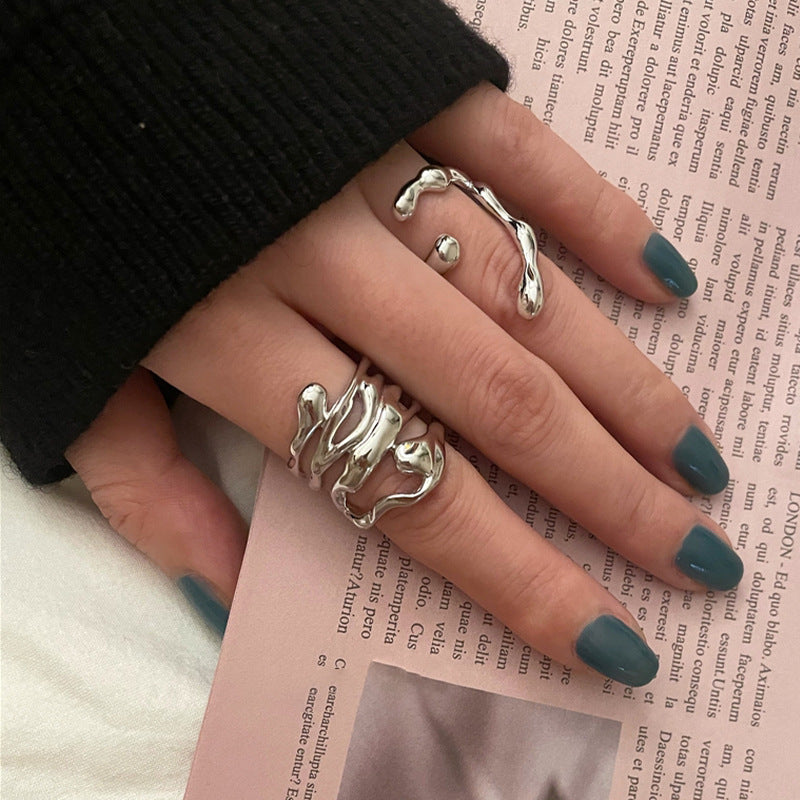 Womens Exaggerated Ring Electroplated Thai Silver Ring European Fashion Jewelry Statement Ring New High Quality
