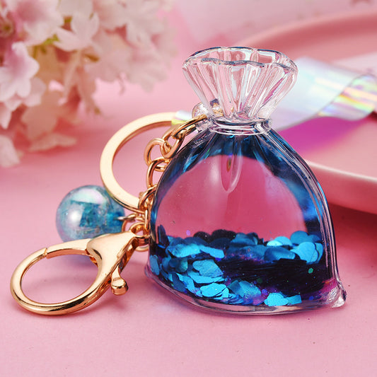 Girl Acrylic Keychain With Metal Accents Cute Purse Pendant Trendy Fashion Accessory For Women And Men Colorful