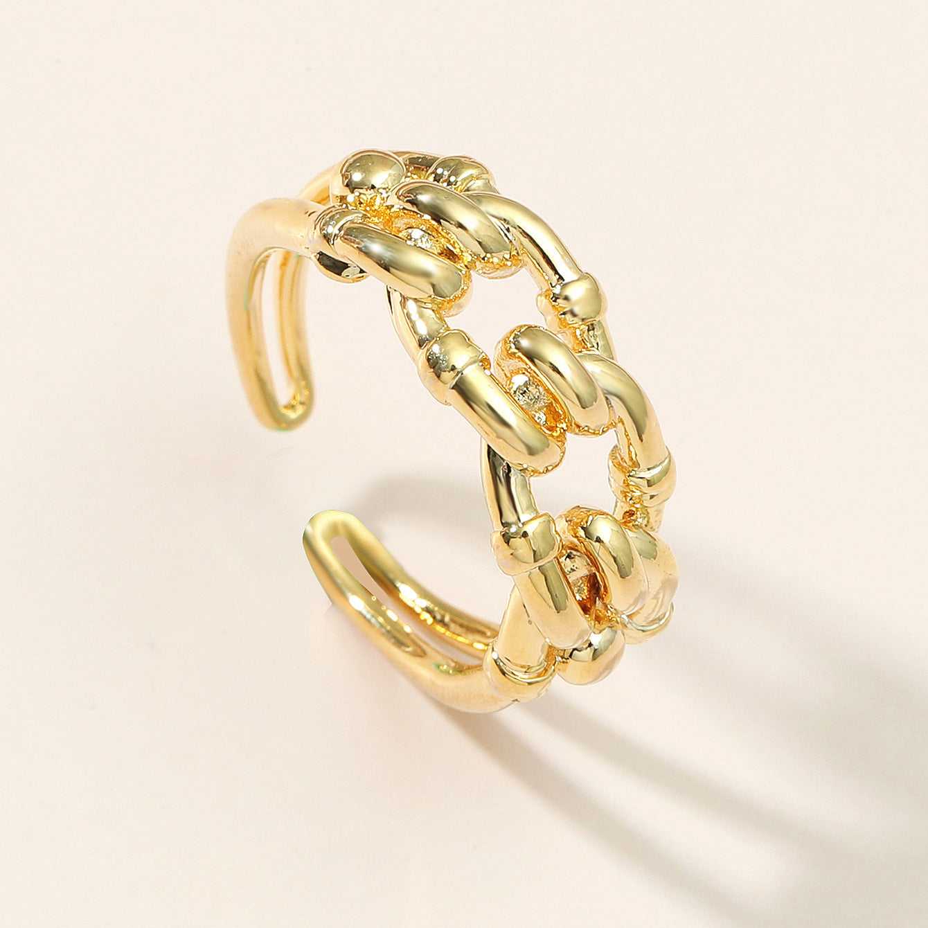 Womens Gold Ring With Rhinestones Simple Geometric Copper Ring Electroplated Finish Jewelry Individually Packaged