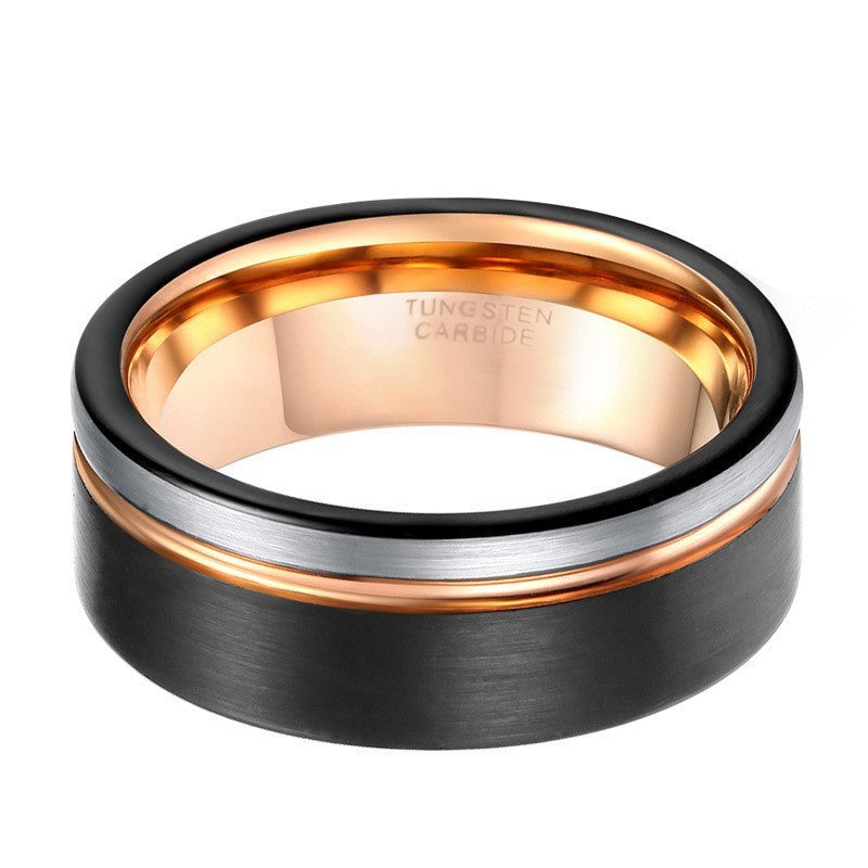 Mens Tungsten Ring Three Color Domineering Band European