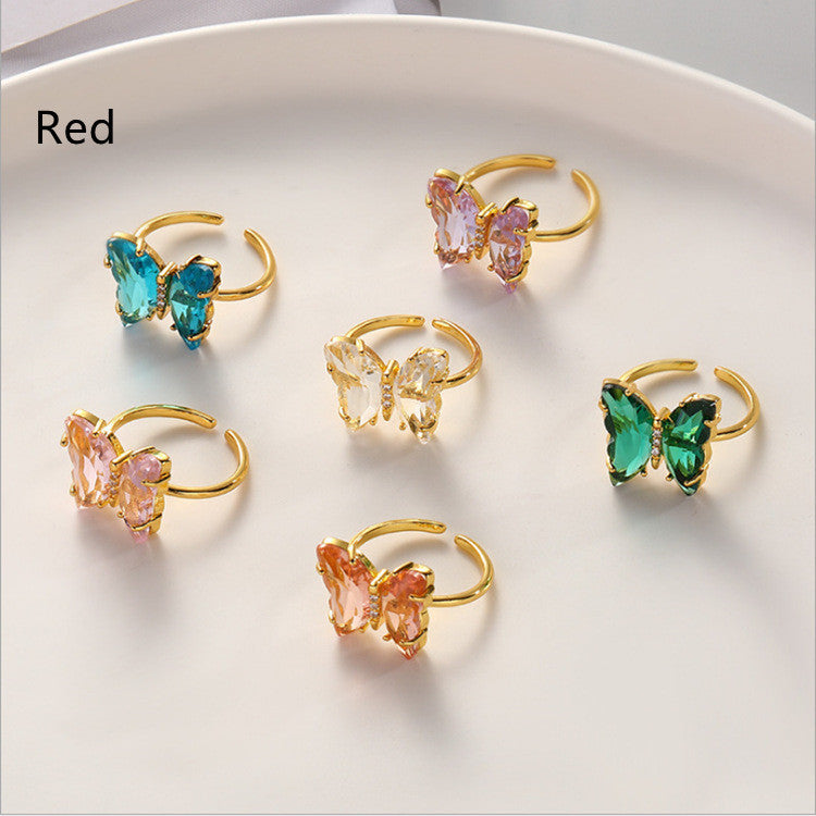 Womens Butterfly Ring With Rhinestone Inlaid Zinc Alloy Constellation Jewelry For Her Elegant Jewelry Gift For Ladies