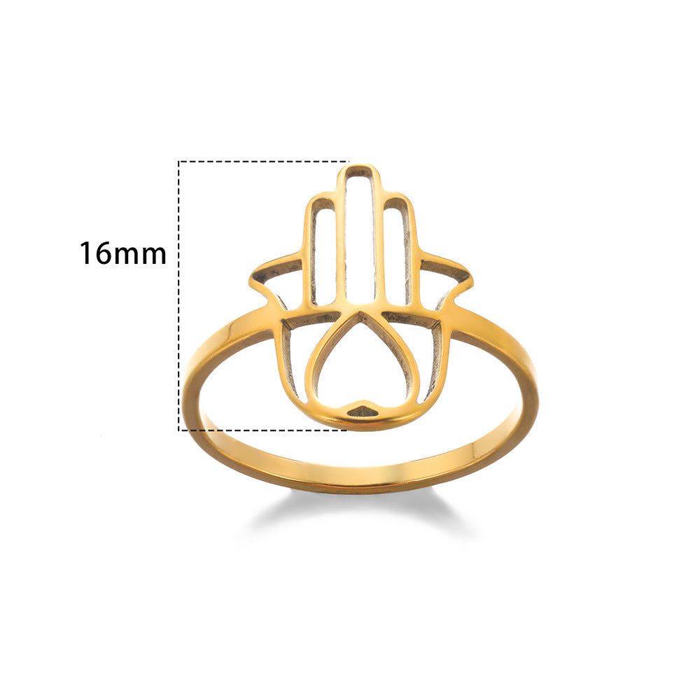 Unisex Adjustable Stainless Steel Ring Heart Shape Geometric Hollow Design Band For Women And Men Everyday Jewelry