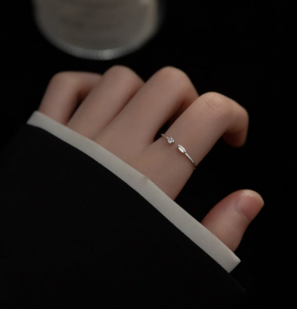 S925 Silver Small Lady Square Diamond Ring for Women Elegant Fine Circle Ring Adjustable for Everyday Wear Now