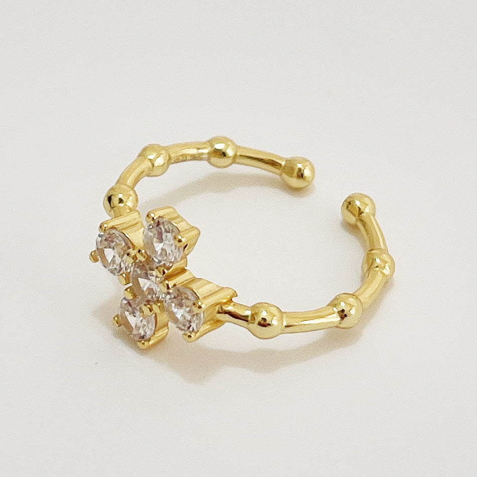 Geometric Cross Ring 925 Sterling Silver 18K Gold Plated Fashion Jewelry For Women Korean Style Everyday Wear Accessory