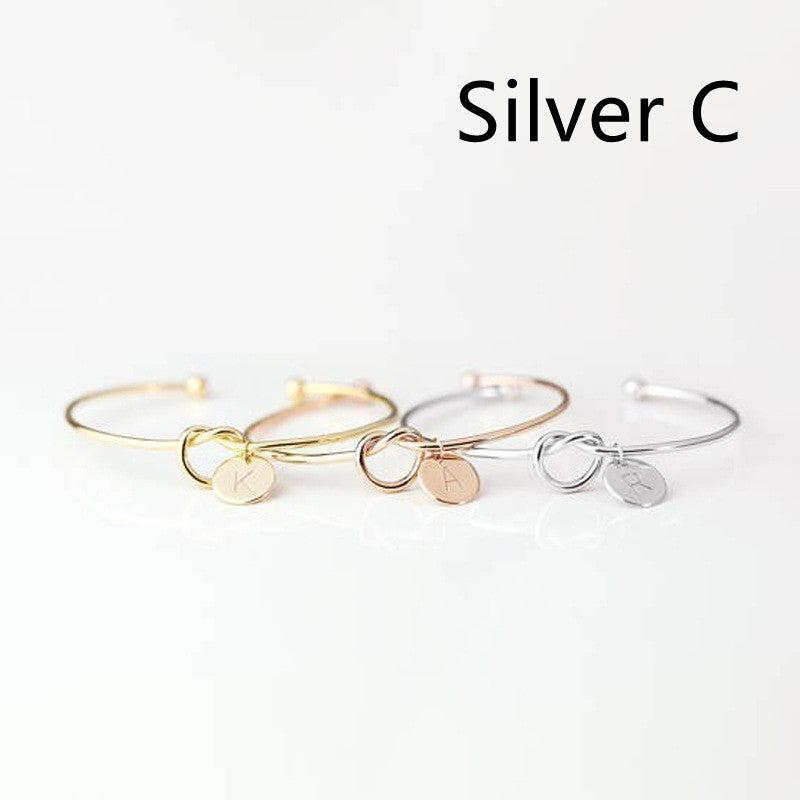 Womens Alloy Letter Bracelet Dead Knot Bangle Jewelry Gold