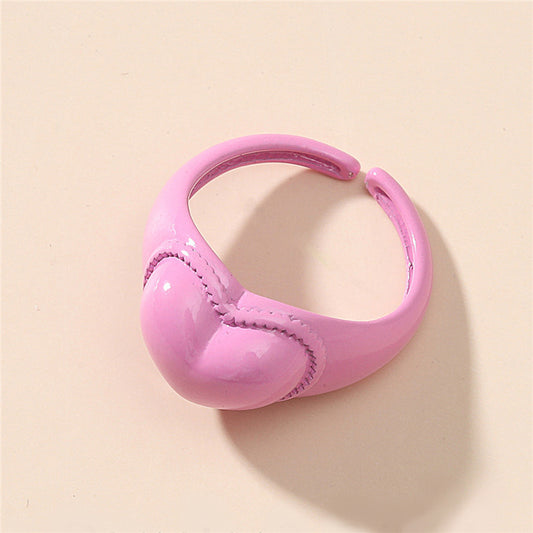 Adjustable Heart Ring For Women Alloy Chic Heart Shaped Jewelry Ring Daily Wear Gift For Her Trendy Everyday Jewelry