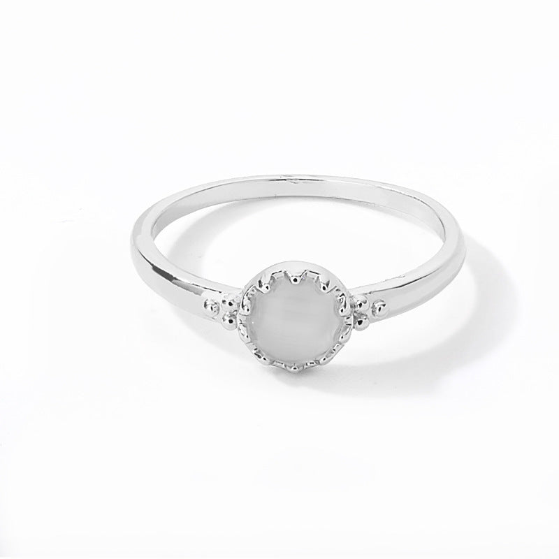 Circle Geometric Opal Ring Brass Gold Size 7 Women Sun Shape Fashion Jewelry For Everyday Wear Chic Trendy Everyday Glam