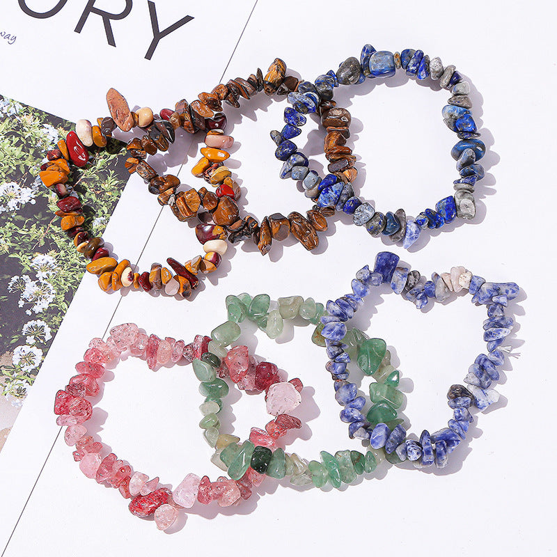 Handmade Natural Crystal Gravel Bracelet Agate Aventurine Irregular Chips Bracelet Women Unique Jewelry Gifts
