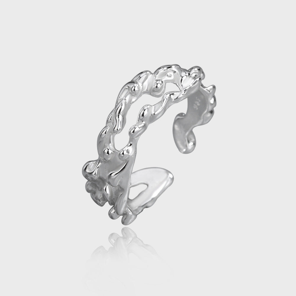 Adjustable Gold Plated Copper Ring Leaf Design And Gemstones Irregular Opening For Women And Men Fashion Style