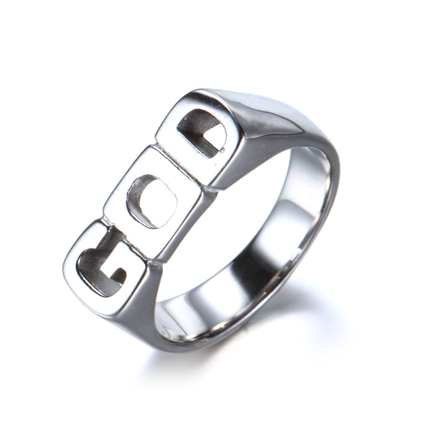 Mens Stainless Steel Ring With English Letters And Geometric Design Fashion Jewelry Gift For Him Statement Accessory