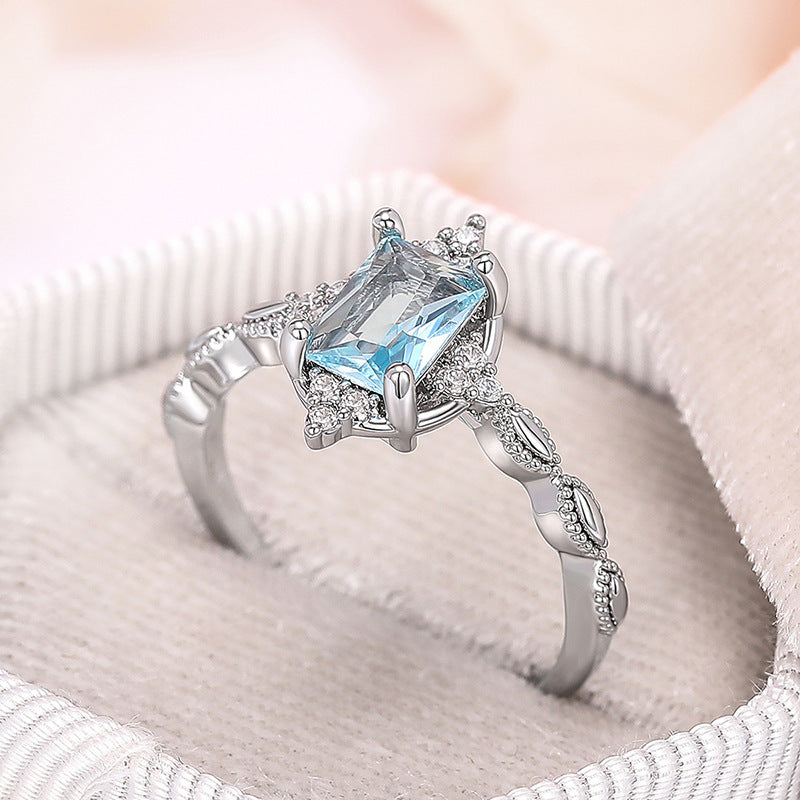 Crown Ring For Princess Small Zircon In White Copper